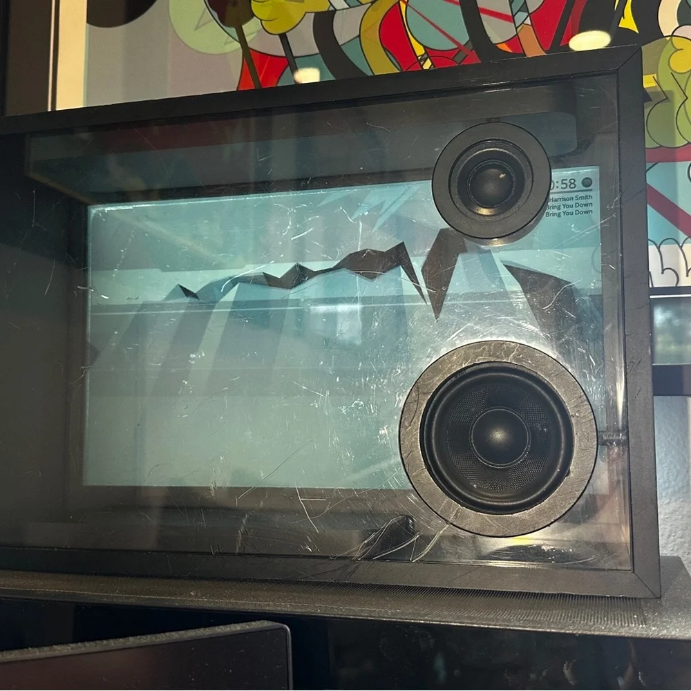 Black Digital Photo Frame with Dual Speakers